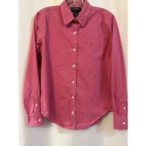 Lauren Ralph Lauren Shirt Womens 10 Pink Casual Button Up Gingham Preppy Classic